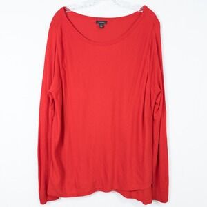 Halogen Overlap Front Viscose Cashmere Blend Lightweight Sweater XXL Red Holiday